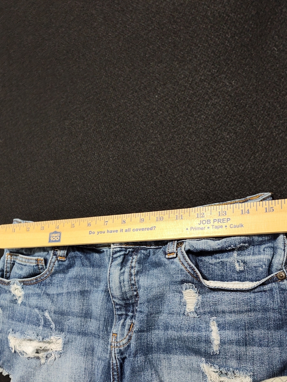 Eunina Lulu High Rise Cut Off Shortie Blue Jean Shorts, Distressed, Size M, Fun - Picture 8 of 11
